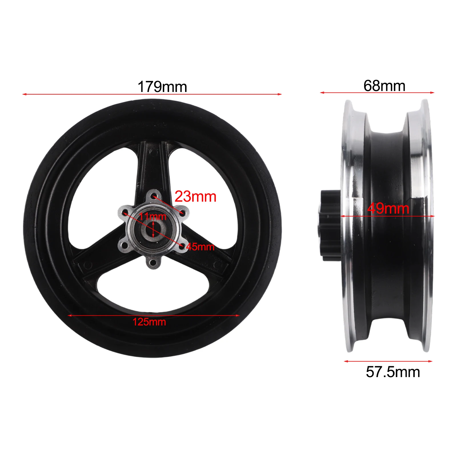 Front Wheel Installation Scooter Wheel Compatibility Dimensions 179*179*68mm For Recreational Riding Accessory