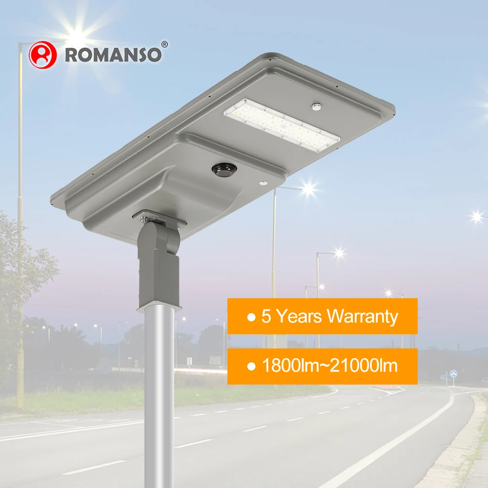 IP66 Intelligent PIR Motion Sensor UL ETL 180LM/W 10W-120W Outdoor LED Solar Street Light