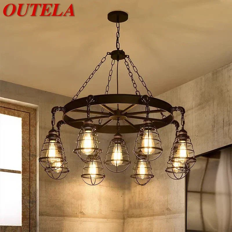 OUTELA American Retro Pendent Lamp Industrial Wind Living Room Restaurant Loft Clothing Store Cafe Bar Box Homestay Chandelier