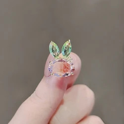 Sweet Cute Rabbit Flower Crystal Brooches For Women Girls Small Size Butterfly Animal Badges Pin Schoolbag Handbag Accessories