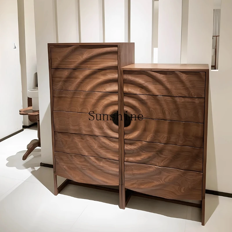 Minimalist Chinese antique TV vertical cabinet solid wood living room small apartment living room edge