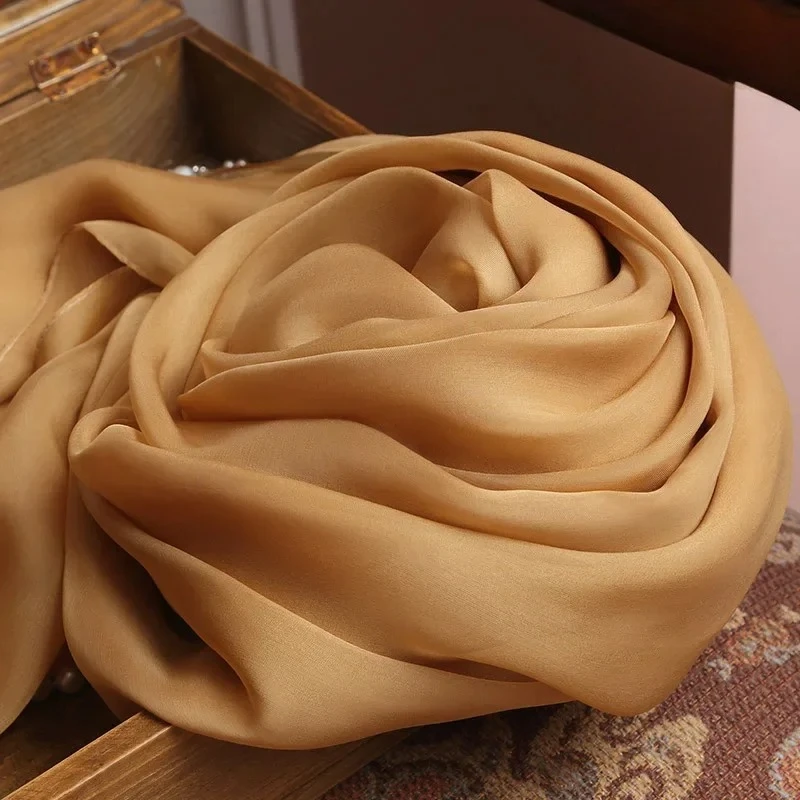Foulard en soie Pure couleur or dames Hangzhou toutes saisons grande taille 250 cm femmes mode 100% foulard en soie