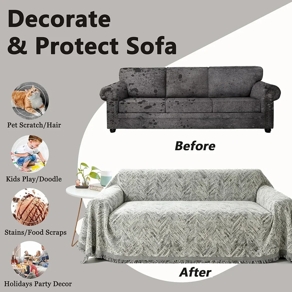 Vintage Style Sofa Cover Cat Scratch Resistant Protector Anti Pet Claw Couch Throw Blanket Versatile Living Room Home Decor