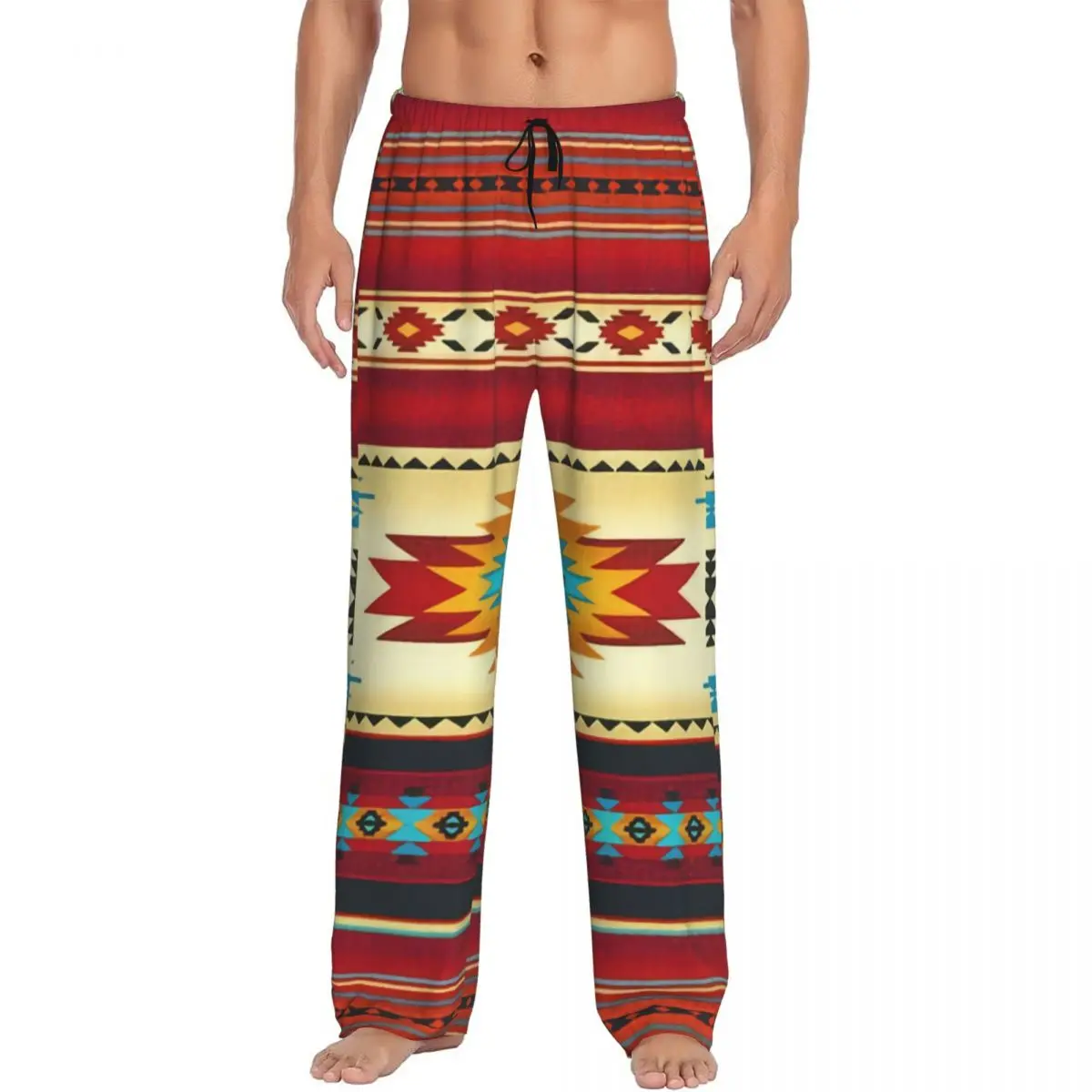 

Custom Print Native American Pajama Pants Men's Boho Aztec Navajo Sleep Sleepwear Bottoms with Pockets