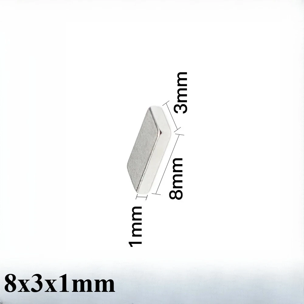 8x3x1 مللي متر رقيقة صغيرة رباعية مغناطيس 8x3x1 مللي متر مغناطيس قوي قوي للمنزل الثلاجة ، مكتب ، DIY بها بنفسك 8*3*1
