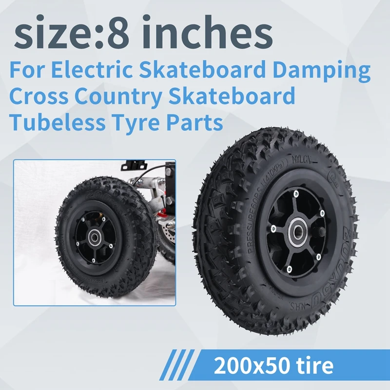 Rear Wheel 8 Inch 200X50 Pneumatic Tires For Electric Skateboard Damping Cross Country Skateboard Tubeless Tyre Parts