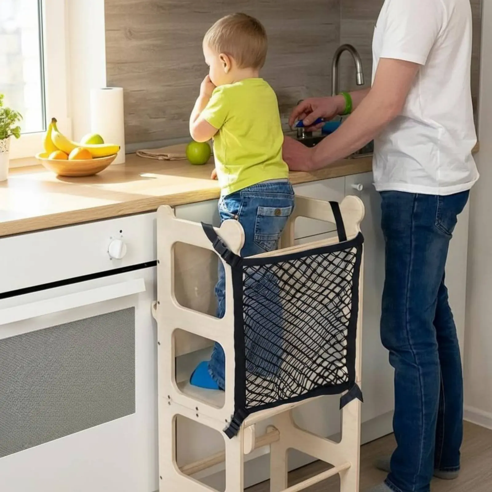 Toddler Platform Protective Barrier Double Layer Learning Platform Net Safety Mesh Panel Fall Protection Step Stool Mesh Guard