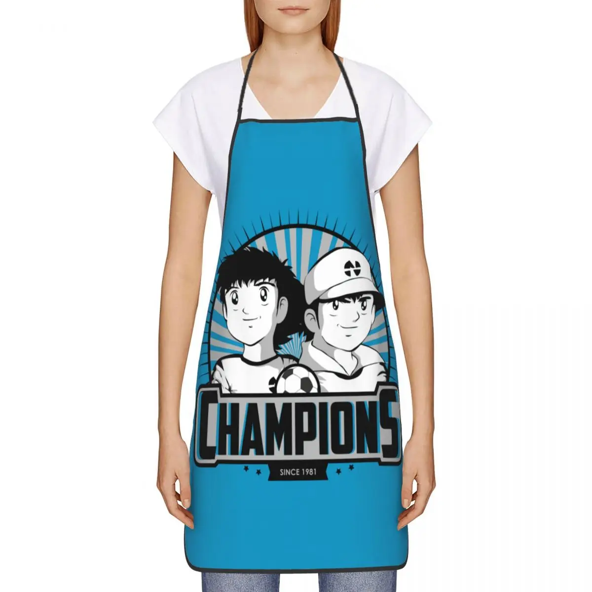 Fashion Captain Tsubasa Funny Apron Japan Footballer Anime  Unisex Kitchen Chef Bib Tablier Cuisine Cooking Baking Gardening