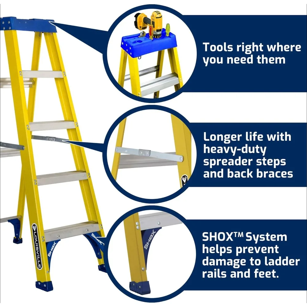 Ladder 5-Foot Fiberglass Step Ladder, 250-Pound Load Capacity, Type I, FS2005