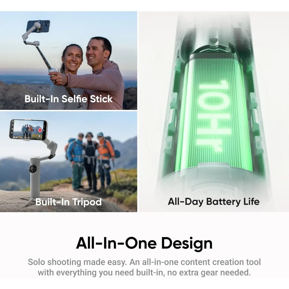 حزمة تعقب الذكاء الاصطناعي Flow 2 باللون الرمادي - أحزمة هاتف قابلة للطي، تتبع الذكاء الاصطناعي مع أي تطبيق، تتبع متعدد الأشخاص، حامل ثلاثي مدمج - جديد #3