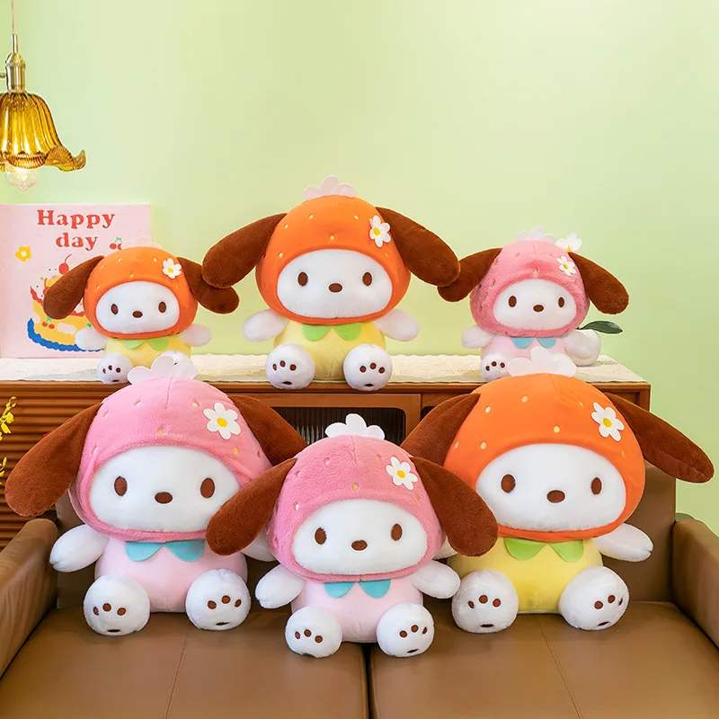 ตุ๊กตาโพชัคโค ซานริโอ้ ขนาด 55 ซม. น่ารัก ลายดอกไม้ สวมหมวก ตุ๊กตาโพชัคโคลายสตรอว์เบอร์รี่ ของขวัญวันเกิด/คริสต์มาสสำหรับเด็ก ของเล่นตุ๊กตาหมอน