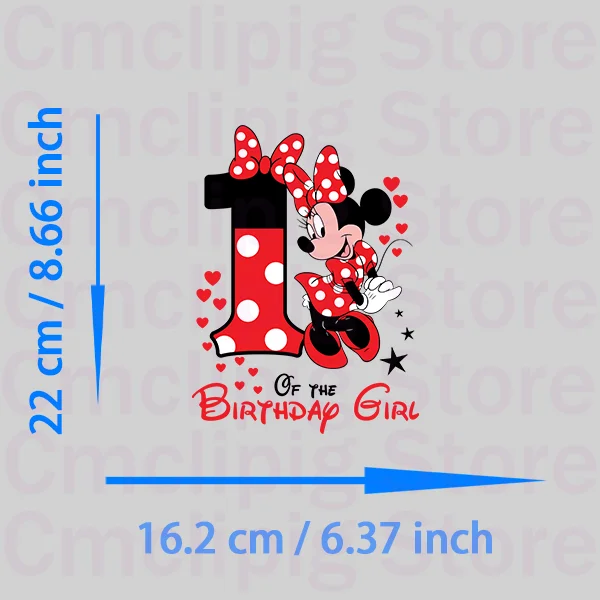 Minnie Mouse Birthday Girl Iron on patches thermo-stickers for children heat transfer vinyl DIY Sewing Decoration