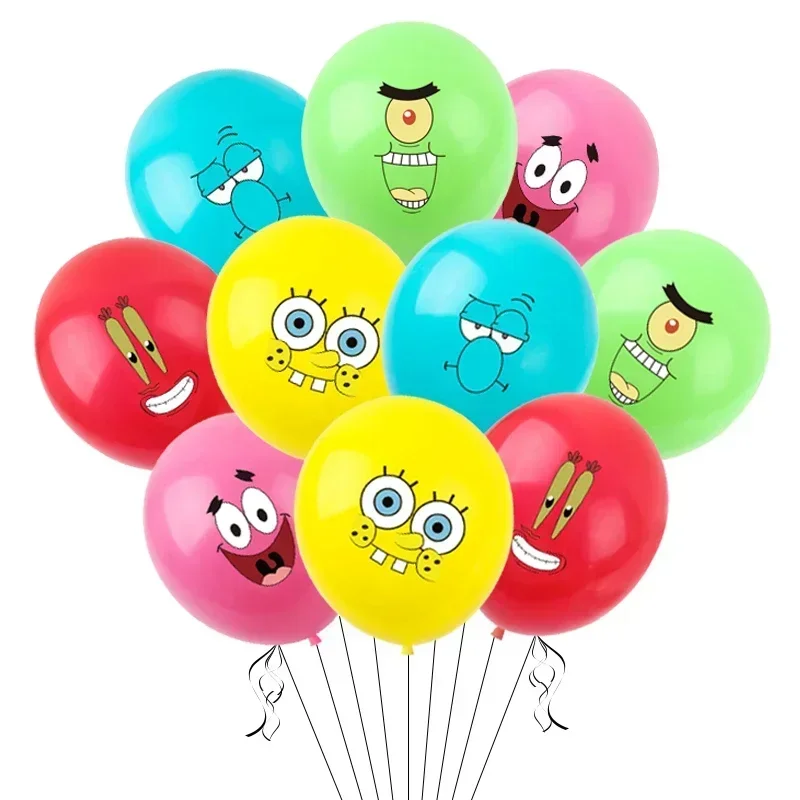 10 Stück Spongebob Cartoon Latex Ballon Babyparty Geburtstag Hybrid Mädchen Junge Kinder Geburtstag Babyparty Party Dekoration