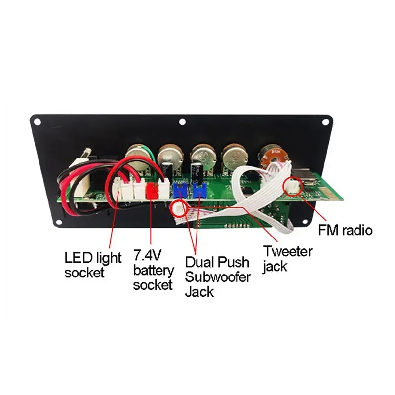 30W-120W Eindversterker Bord Usb Dac Fm Radio Tf Speler Subwoofer Diy Versterkers 7.4V Lithium Batterij Outdoor Bluetooth Hendel