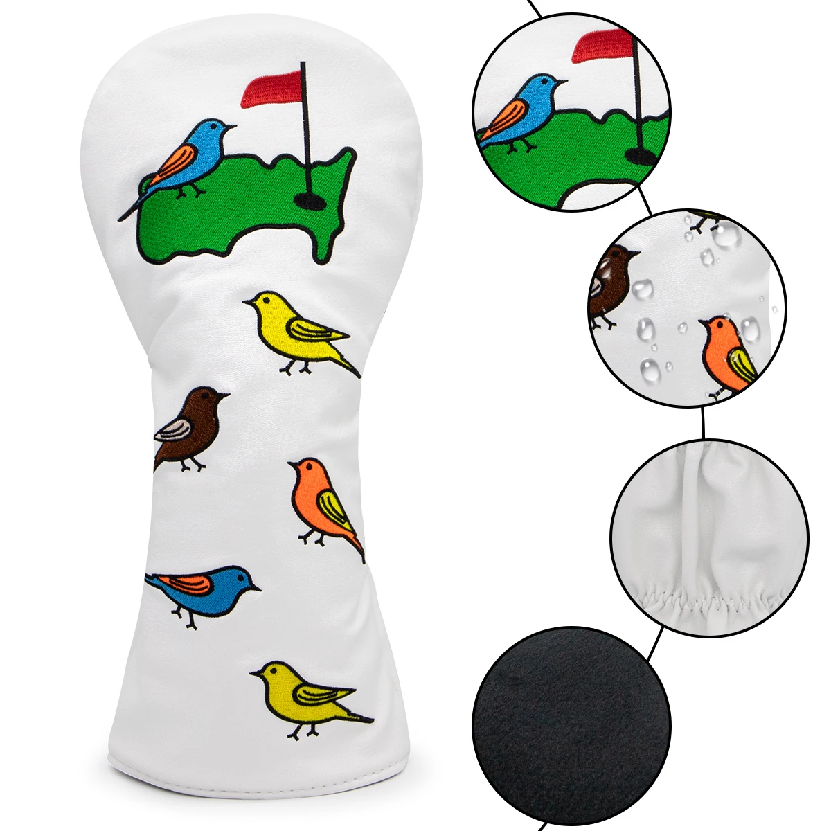 Golf Club Head Covers Golf Wood Head Cover for Driver Fairway Wood Covers Hybrid Headcoves with Birds Design