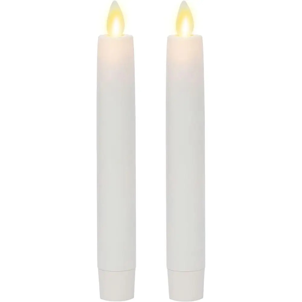 

Battery Powered White LED Taper Candles, Set of 2, 0.87 x 6.75, Safe for Home and Pets