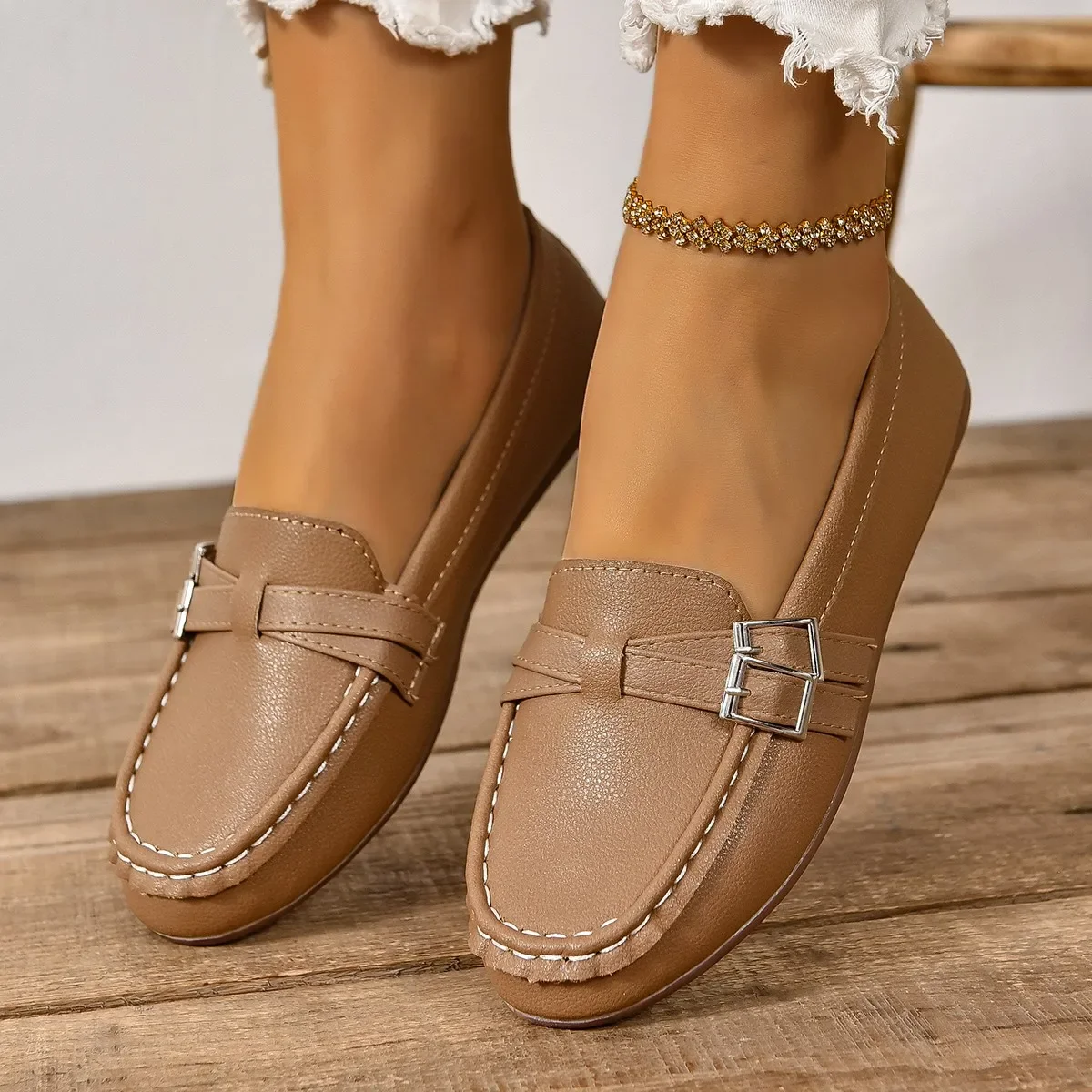 New Womens PU Leather Loafers Shoes Daily Womens Flats Ladies Shoe Female Spring Moccasins Casual Slip on Shoes Luxury Loafers