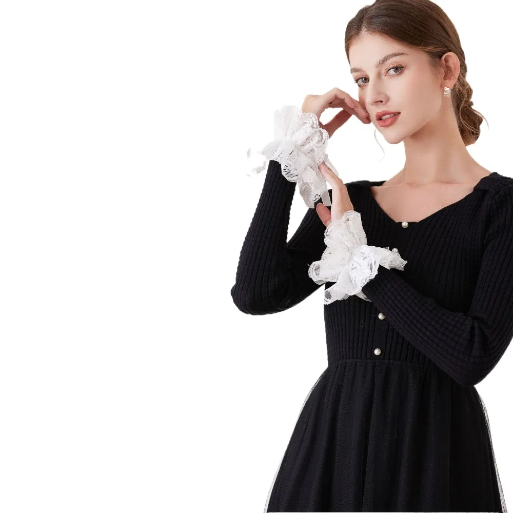 

Модный викторианский кружевной воротник-жабо, съемный, однотонный, с оборками, аксессуар для сценических костюмов