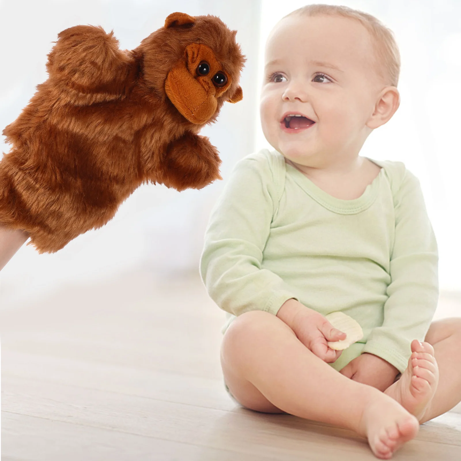 Angutan Plüsch-Handpuppe für Kleinkinder, Kinder, Geschichtenerzählen, Tierpuppen, weicher Farbausdruck für Kleinkinder