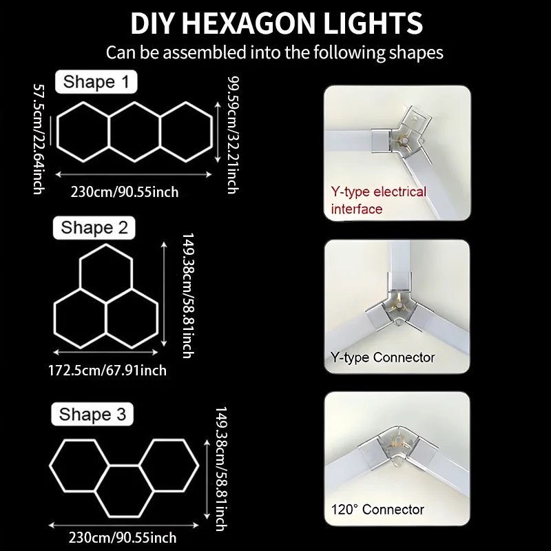 Garagen-Hexagon-LED-Leuchte 50000H Hexagon-LED-Deckenleuchte Superhell 6500K Garagenbeleuchtung für Zuhause, Fitnessraum, Friseursalon, Autodetailing, Bar, Keller, Werkstatt-Deckenbeleuchtung