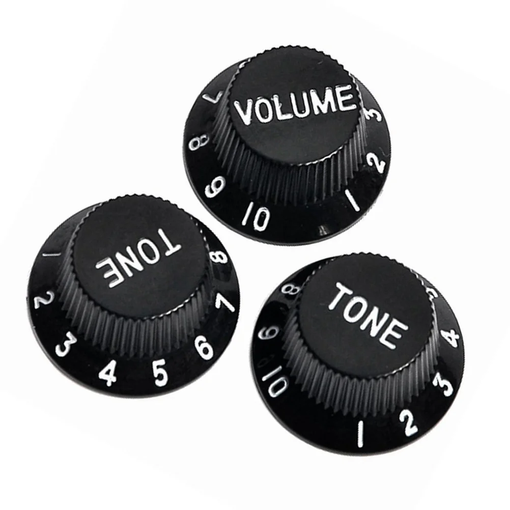 3 pcs Plastic Guitar Volume Tone Control Knobs Black Replacement For Electric Bass Knob Fit St Tl Style