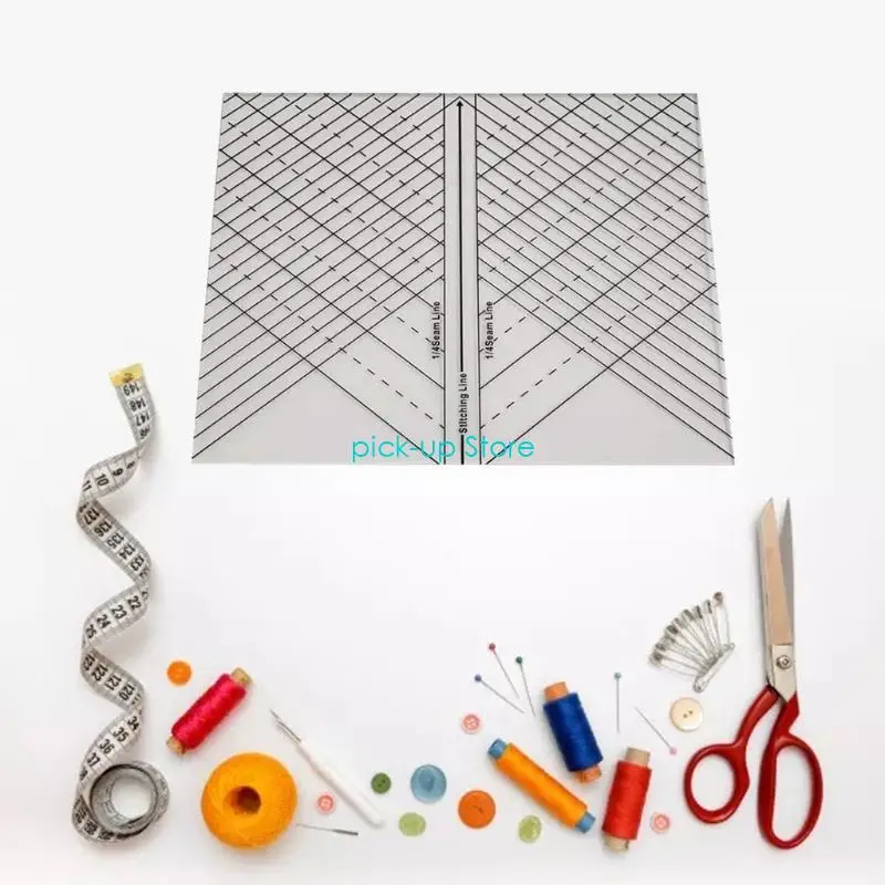 Q5WA متعددة الوظائف شفافة خياطة مسطرة مستقيمة اللحف استنسل حاكم خياطة حاكم خطوط خياطة واضحة للخياطين