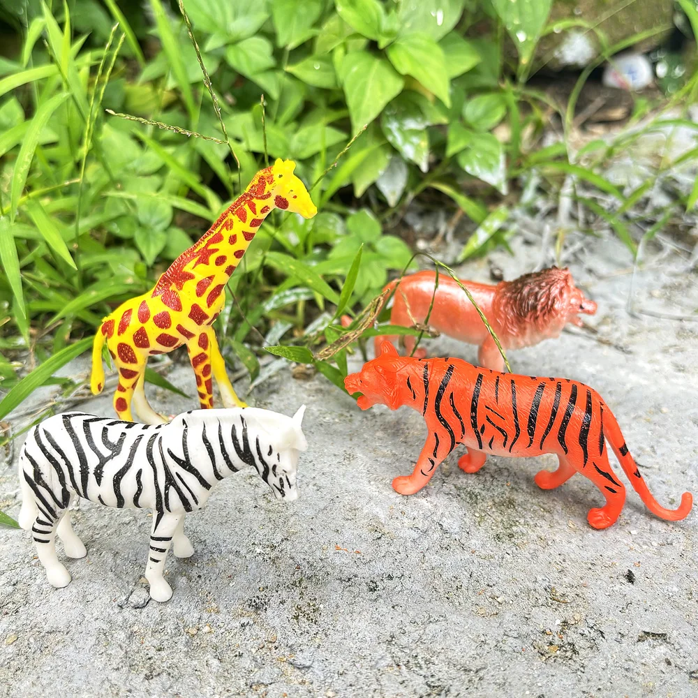 Simulation Wild Animals Model Lion Tiger Giraffe Elephant zebra leopard Action Figures Solid PVC Figurines Toy For Kids Gifts