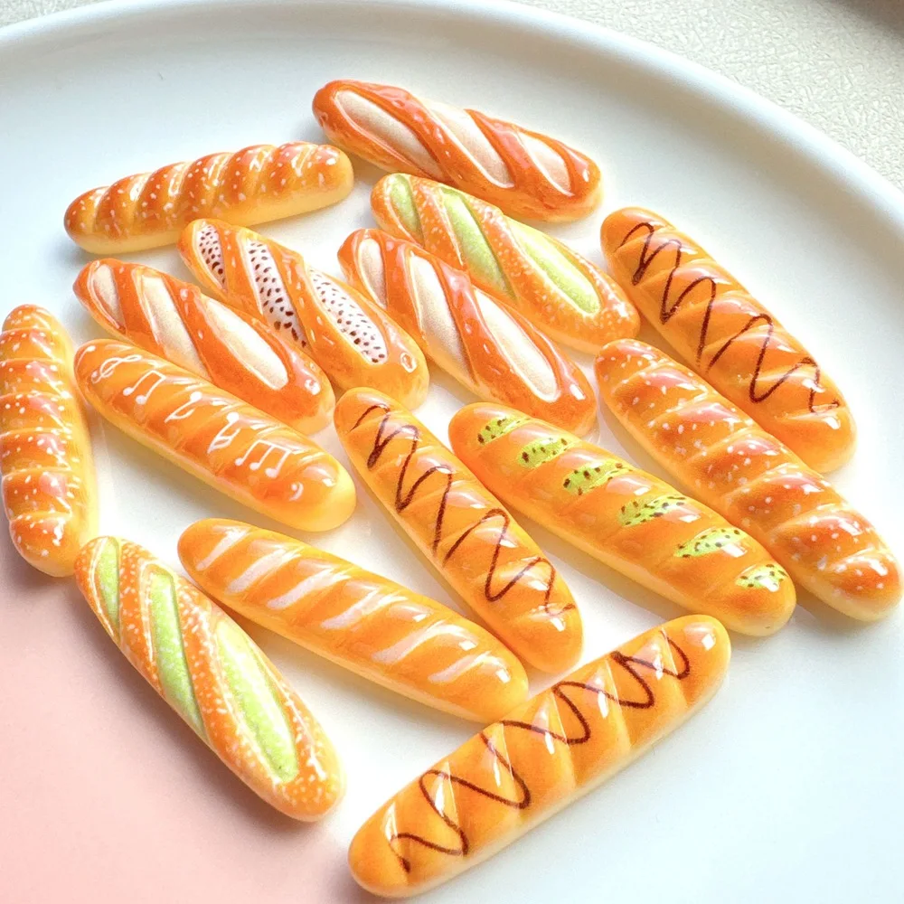 Mini French Baguette Long Bread Resin Cabochons Flat Back Cabochons Scrapbooking DIY Jewelry Craft Dollhouse Home Decoration