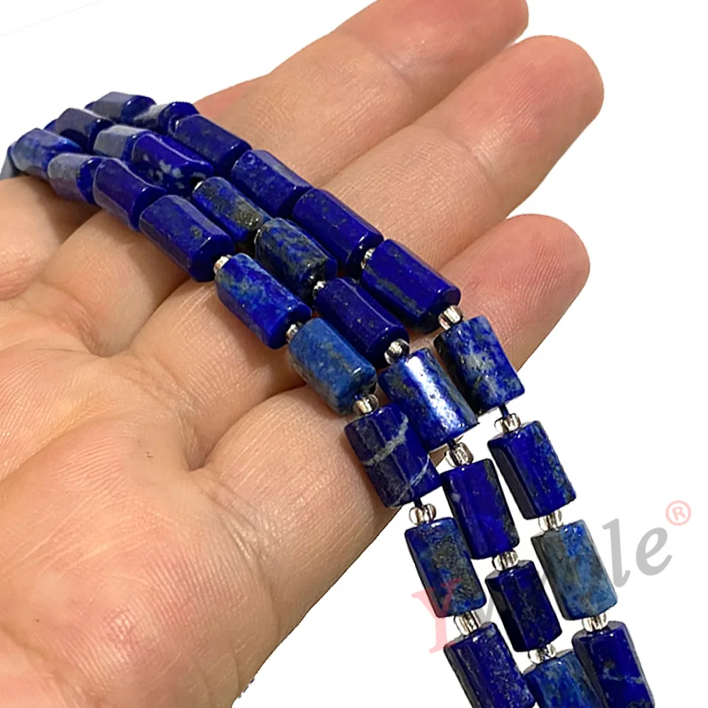 Natural Gemstone Lapis Lazuli Faceted Cylinder Loose Stone Beads For Jewelry Making DIY Bracelet Earrings Handmade Accessories