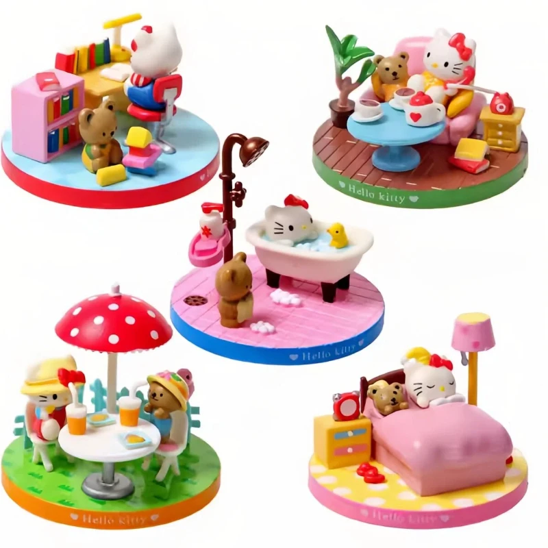 

New Stock Kt Cat Worker Figurines Miniature Scenes Blind Boxes Toys Desktop Ornaments Surprise Gifts For Girls' Birthdays