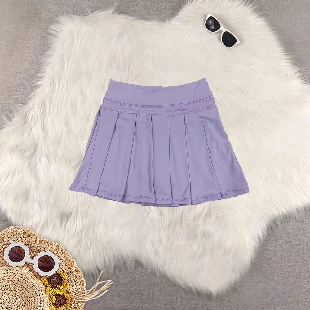 

8.14 Wholesale hot sale western boutique kid children clothing Baby Girls Lavender Yoga Active Wear Skirts