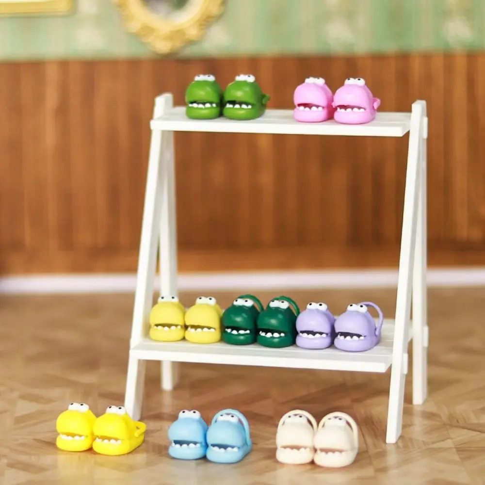 

1 Pair Round Toe Ob11 Doll Slippers Mini Silicone Mini Dinosaur slippers Simulation Cartoon Silicone Dinosaur slippers