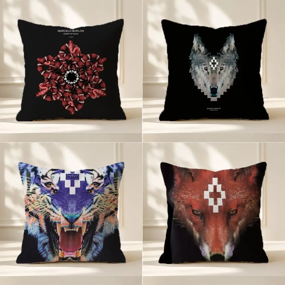 Brand M-Marcelo Burlon Cushion Cover Washable Soft Thick Cushion Cover Decorative Pillowcase for Sofa Living Room Home