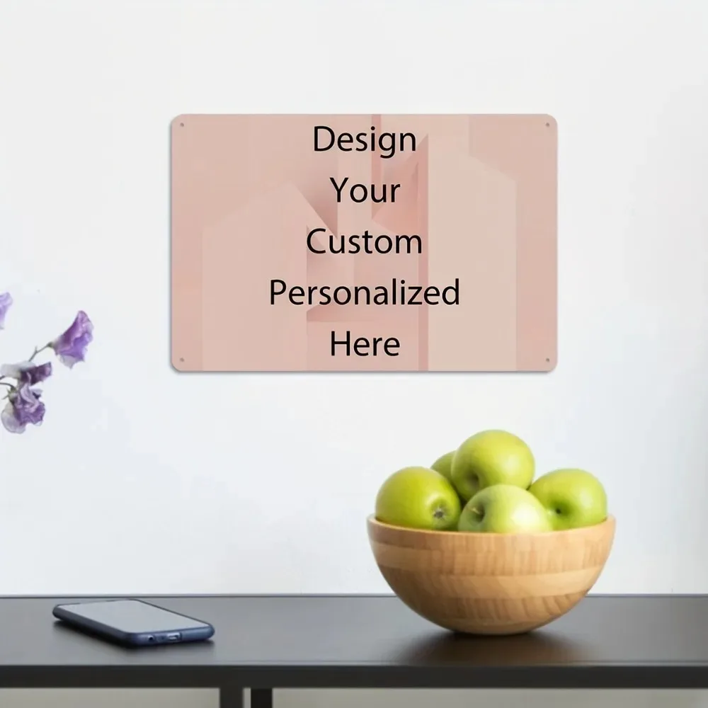 CIFbuy Customizable Retro Metal Wall Sign, 2D Flat Personalized Photo Logo Plaque For Office Bedroom Garden Hotel Family Present
