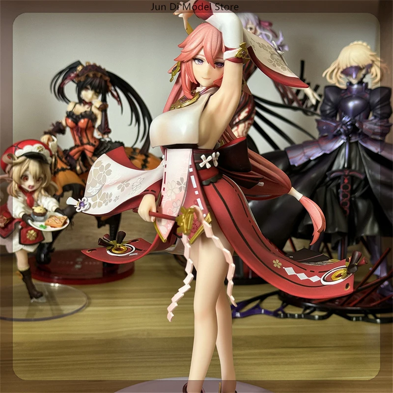 

26.5cm Genshin Impact Yae Miko Pvc Pink Fox Game Girl Figure Model Gk Statue Collection Desktop Decoration Ornament Toy
