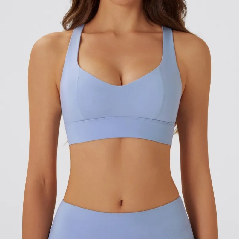 Sports Yoga Bra Women  Removable Chest Cushion Bra Halter Top High Support Push-up Open Back Gym Wear Fitness Workout Underwea