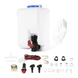 Universal Car Windshield Washer Bottle Tank Kit 12V 1.5L Windshield Tank with Jets Wiring Water Pump Hose Car Accessory