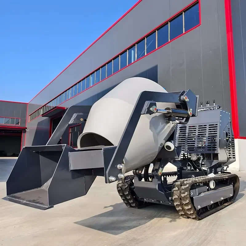500L 750kg Mini Crawler Concrete Mixer Truck All Terrain Tracked Mixer for Farm Road Mountain Village Construction