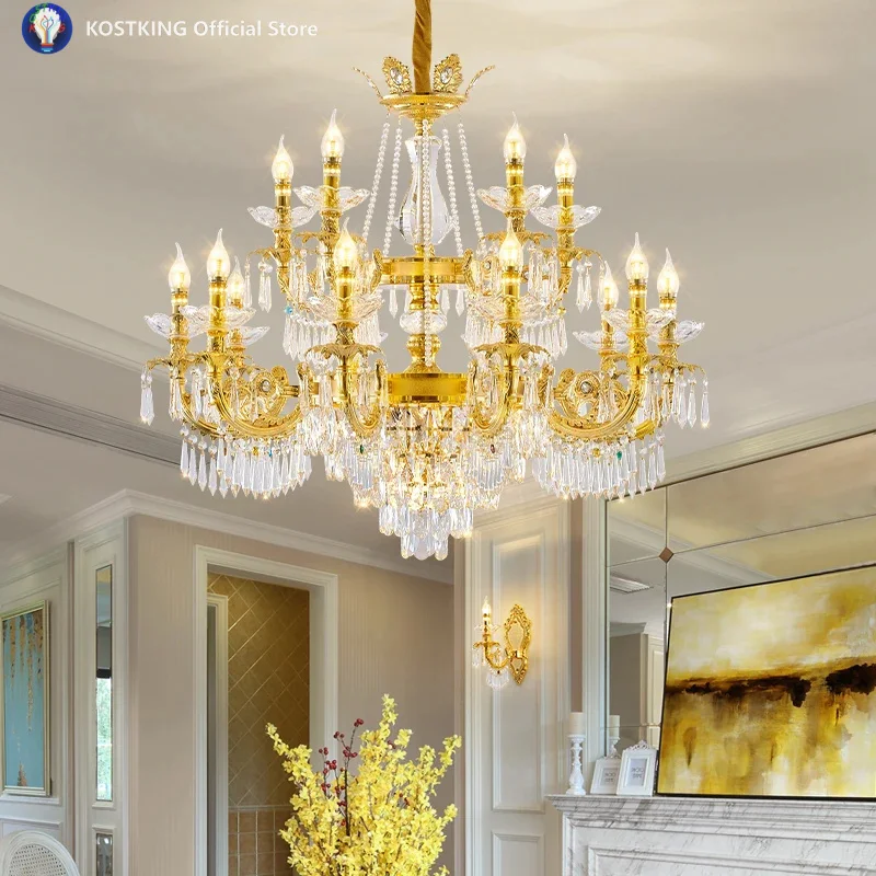 

European Crystal Lamp Luxury Candle Crystal Lamp Living Room Lamp Dining Room Crystal Pendant Lamp Bedroom Lighting Fixture