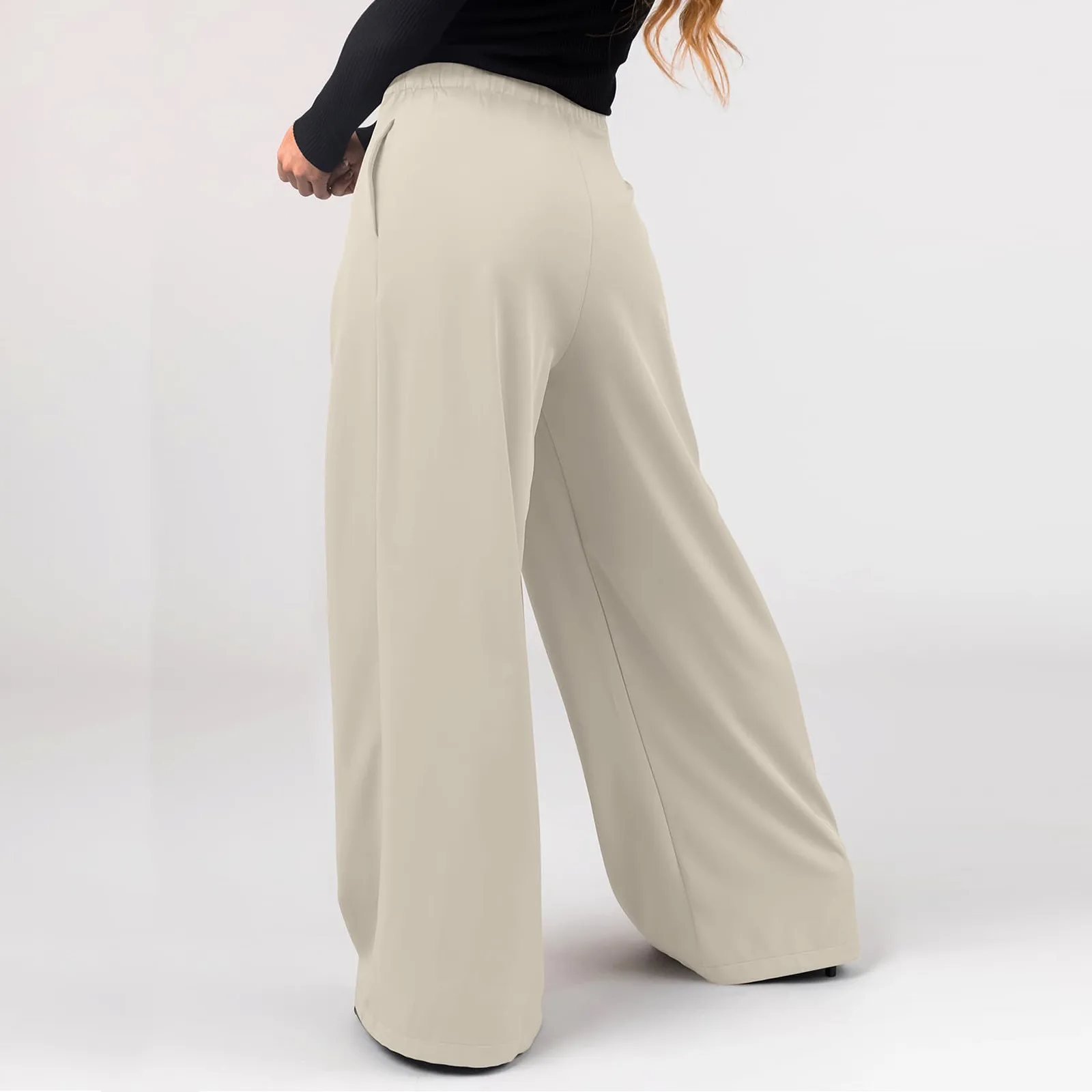 БрючнТкостюми Dames Hoge Taille Gestrekte Pijpen Lange Palazzo Broek Casual Zakelijk Kantoorwerk Broek Pantalones De Mujer