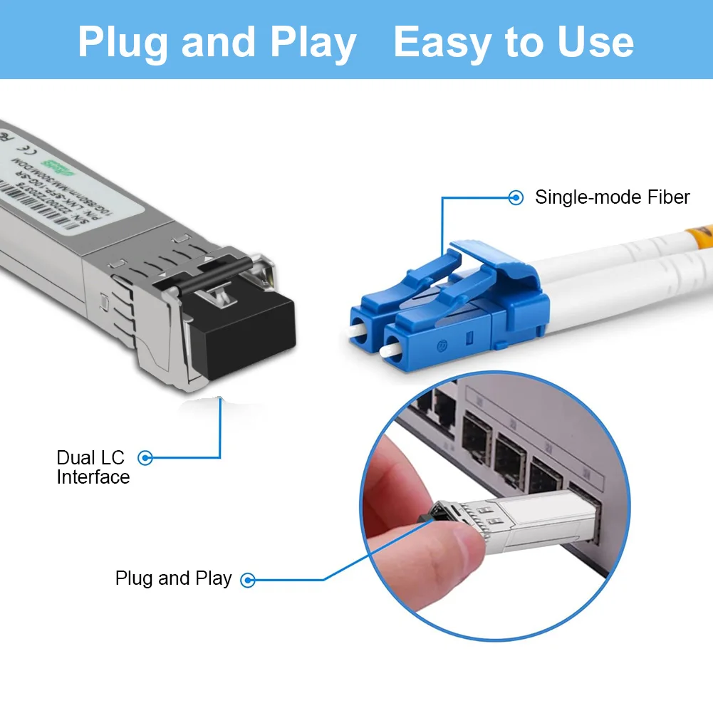 10GBase-SR 850nm Multimode SFP Module, 300m Over LC Fiber, OM3 MMF, Digital Diagnostic Monitoring