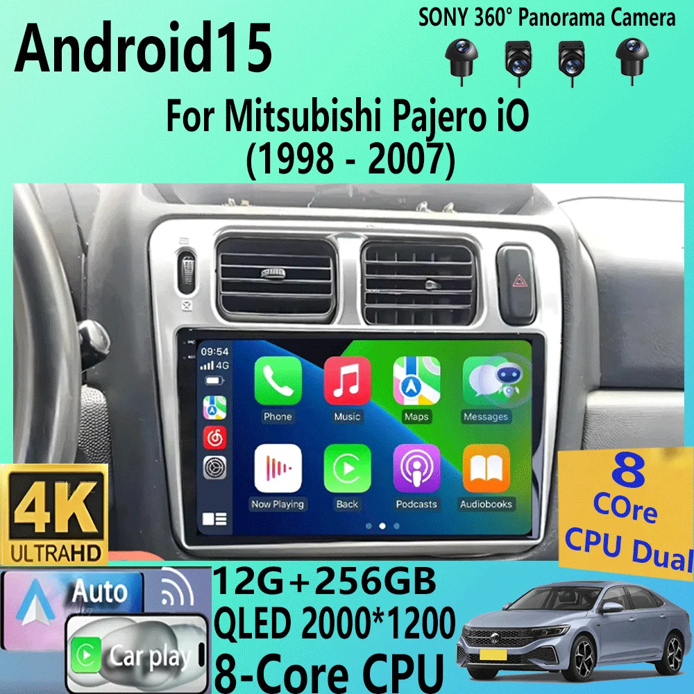 Android15 Carplay Auto WIFI+4G Car Radio For Mitsubishi Pajero IO 1998-2007 Multimedia GPS Video Player Stereo 2din Head Unit