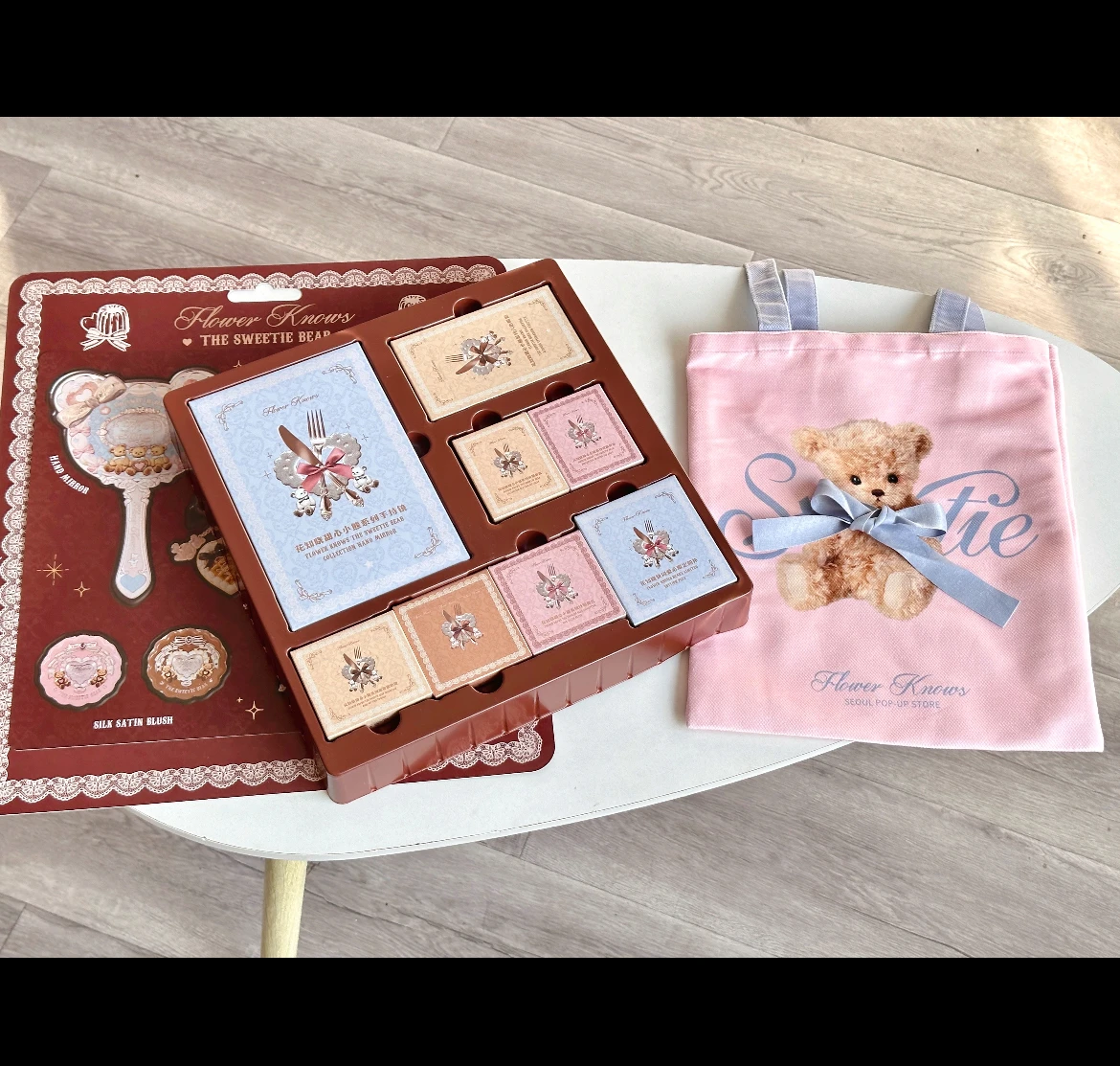 Flower Knows Pop Up Store Limited Edition Sweetie Bear Eyeshadow Blush Lip Jelly and Mirror Cute Makeup Gift Set Flowerknows