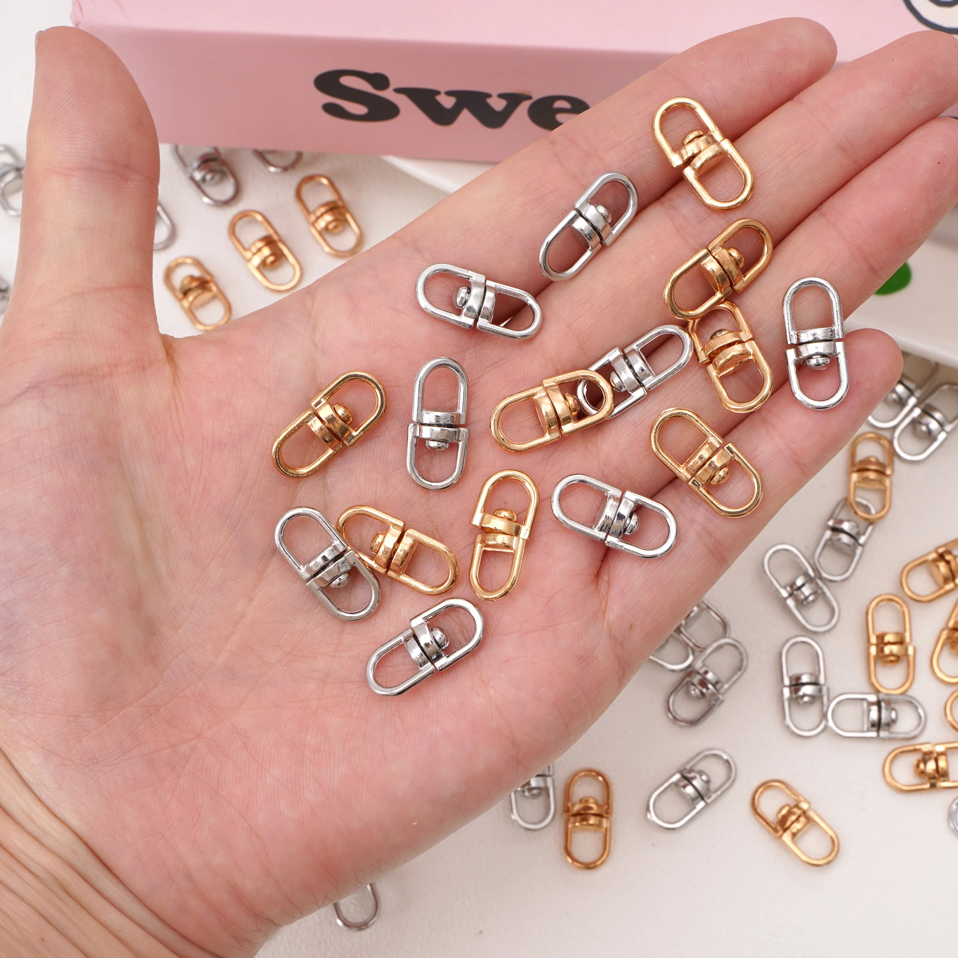 10/20 قطعة 8x19 مللي متر KC الذهب/الروديوم اللون سبائك 360 درجة تدوير المشابك للمجوهرات DIY بها بنفسك صنع حقيبة سلسلة مفاتيح قلادة النتائج #4