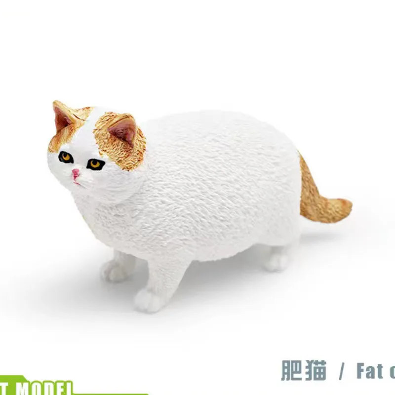 Mini Realistic Fat Cat Model Figurine Simulation Pet Kitty Animal Statue Desk Room Decor Toy Gift for Kids Adults