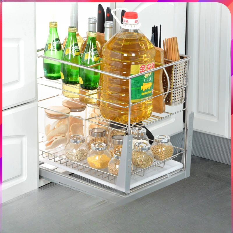 38 35 deep cabinet seasoning basket seasoning rack kitchen 304 stainless steel drawer damping track