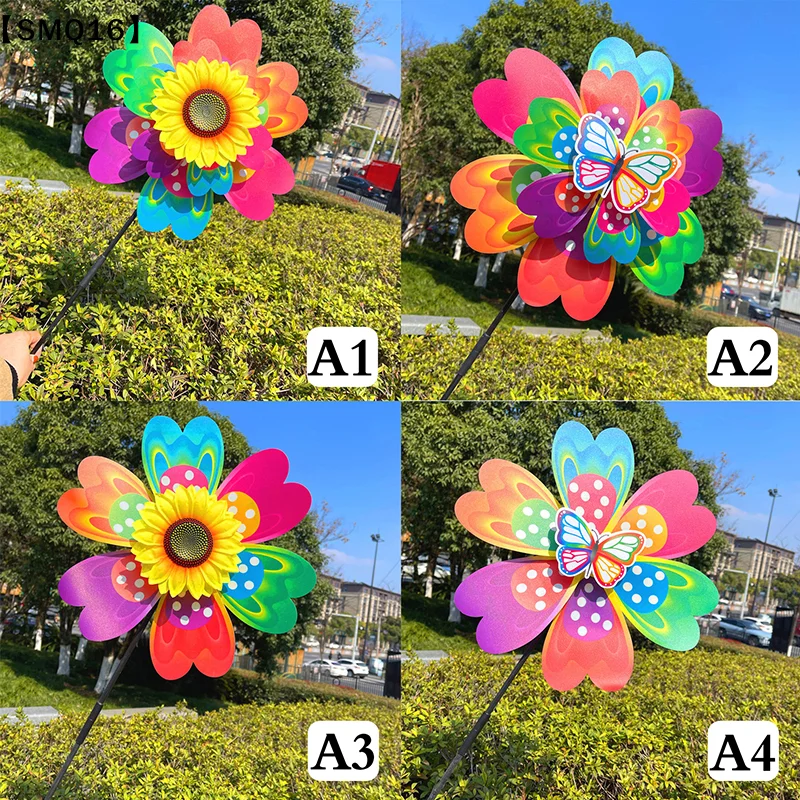 1Pc Sunflower/Butterfly Windmill Pinwheel Colorful Sequins Windmill Carry Camping Picnic Home Garden Decoration【SMQ】