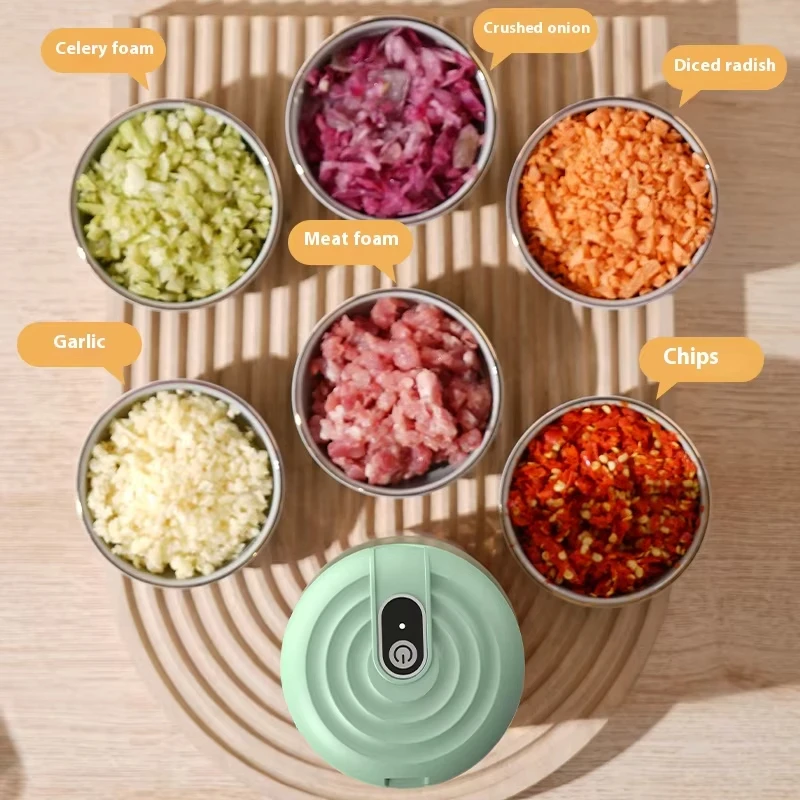 Moedor de alho elétrico, moedor de carne portátil recarregável, misturador de vegetais, moedor de cozinha doméstico de 260ML.
