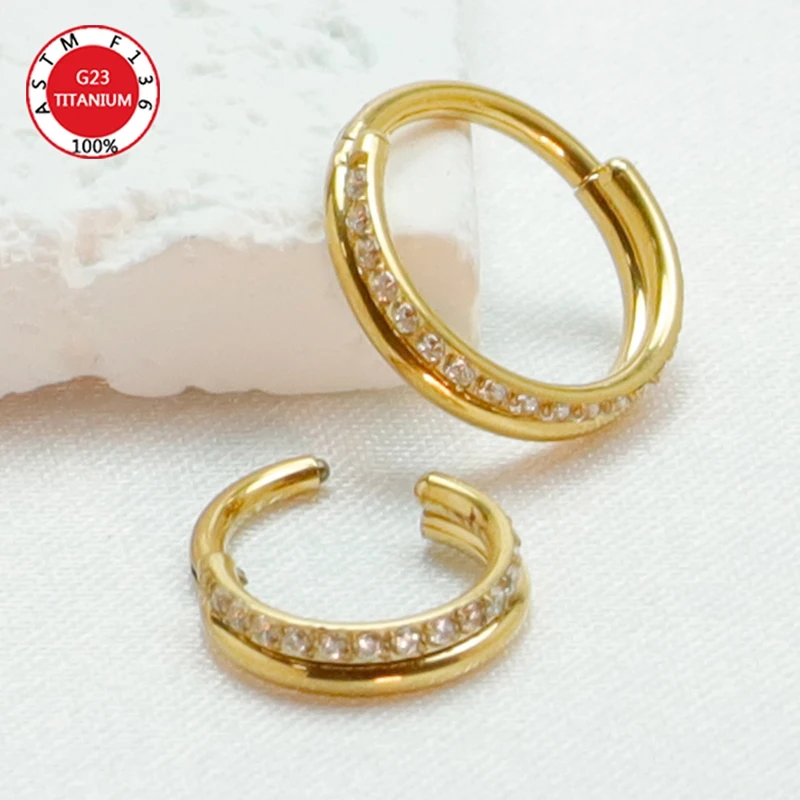 Septum Piercing Nose Ring F136 Titanium Zircon and Beads CZ Helix Ear Cartilage Daith Diaphragm Tragus Earrings Body Jewelry