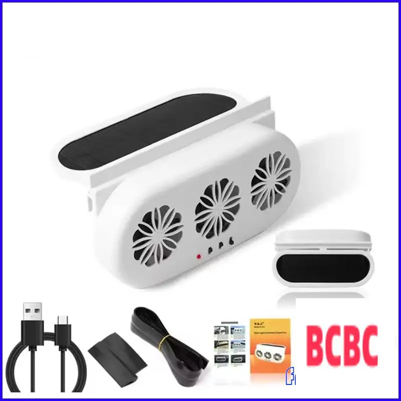 BB-Circulation Cooler Ventola per radiatore Auto ad energia solare All'interno Ventola di raffreddamento estiva Ventola per auto Risparmio energetico Bianco